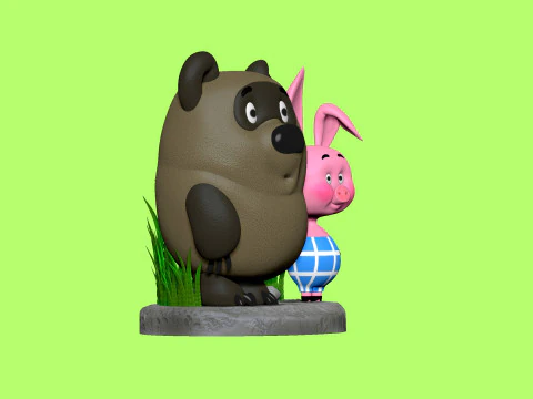Winnie-the-Pooh and Piglet for 3D printing STL 3D Print Model