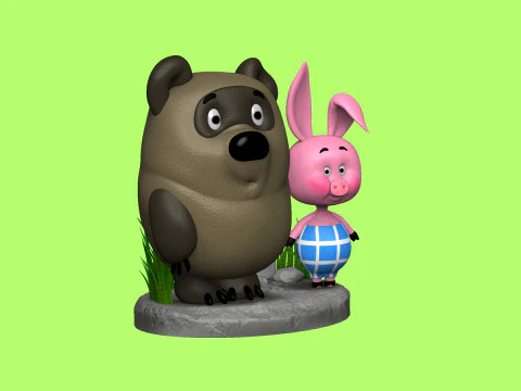 Winnie-the-Pooh and Piglet for 3D printing STL 3D Print Model