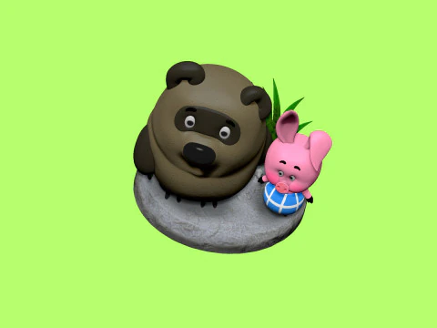 Winnie-the-Pooh and Piglet for 3D printing STL 3D Print Model