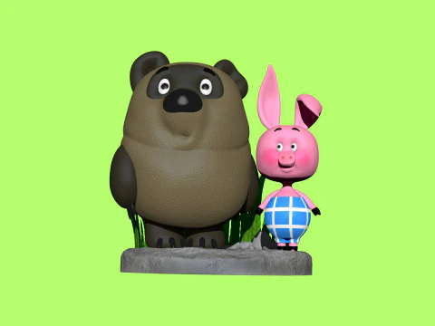 Winnie-the-Pooh and Piglet for 3D printing STL 3D Print Model