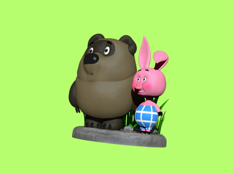 Winnie-the-Pooh and Piglet for 3D printing STL 3D Print Model