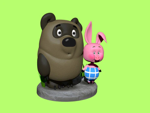 Winnie-the-Pooh and Piglet for 3D printing STL 3D Print Model
