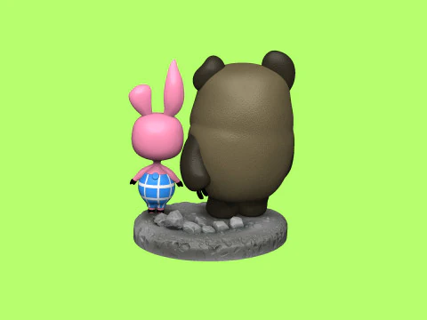 Winnie-the-Pooh and Piglet for 3D printing STL 3D Print Model
