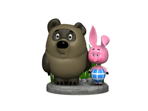 Winnie-the-Pooh and Piglet for 3D printing STL 3D Print Model
