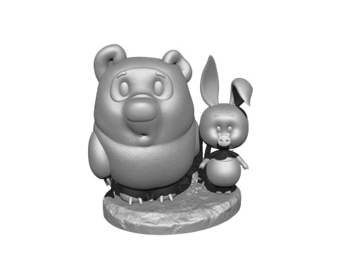 Winnie-the-Pooh and Piglet for 3D printing STL 3D Print Model