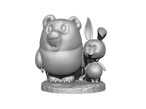 Winnie-the-Pooh and Piglet for 3D printing STL 3D Print Model
