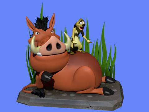 Timon and Pumbaa for 3d printing 3D Print Model
