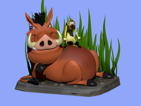 Timon and Pumbaa for 3d printing 3D Print Model