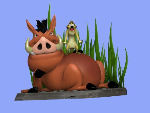 Timon and Pumbaa for 3d printing 3D Print Model