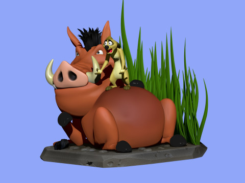 Timon and Pumbaa for 3d printing 3D Print Model