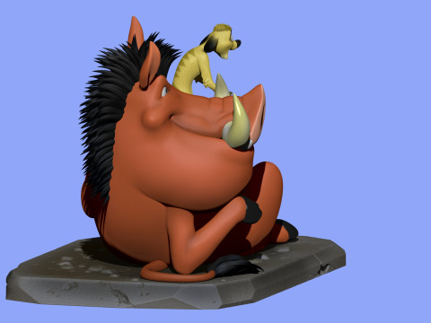 Timon and Pumbaa for 3d printing 3D Print Model