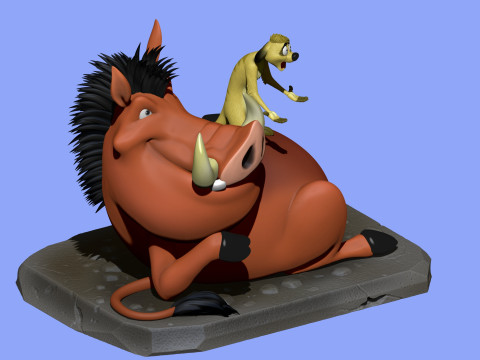 Timon and Pumbaa for 3d printing 3D Print Model