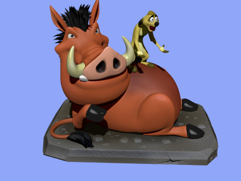 Timon and Pumbaa for 3d printing 3D Print Model