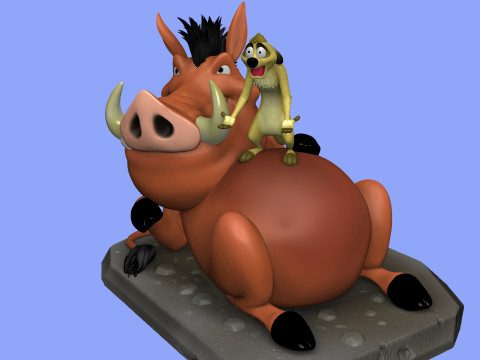 Timon and Pumbaa for 3d printing 3D Print Model