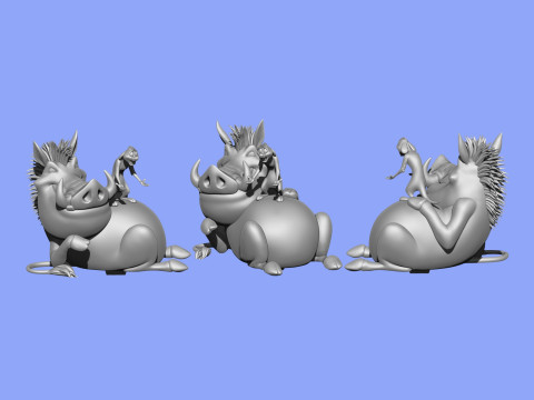 Timon and Pumbaa for 3d printing 3D Print Model