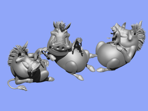 Timon and Pumbaa for 3d printing 3D Print Model