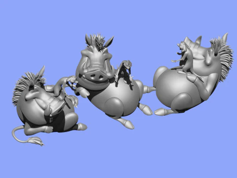 3D 프린팅을 위한 티몬과 품바 3D 프린트 모델