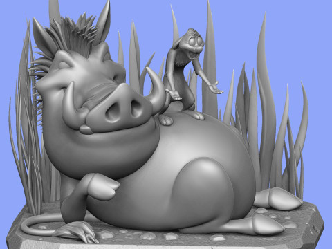 Timon and Pumbaa for 3d printing 3D Print Model