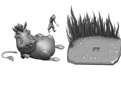 3D 프린팅을 위한 티몬과 품바 3D 프린트 모델