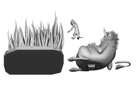 3D 프린팅을 위한 티몬과 품바 3D 프린트 모델