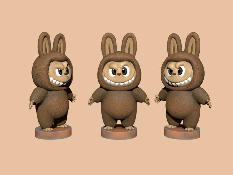 LABUBU FOR 3D PINT STL 9 CHARACTERS 2 POSES Modèles 3D en vedette