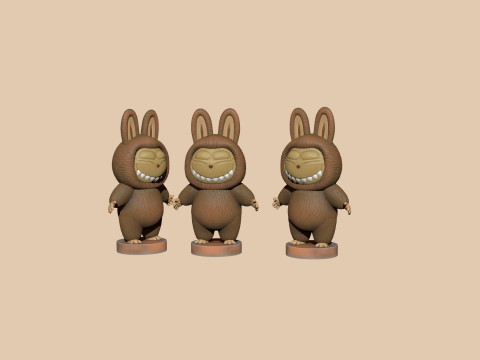 LABUBU FOR 3D PINT STL 9 CHARACTERS 2 POSES 3D Baskı Modeli