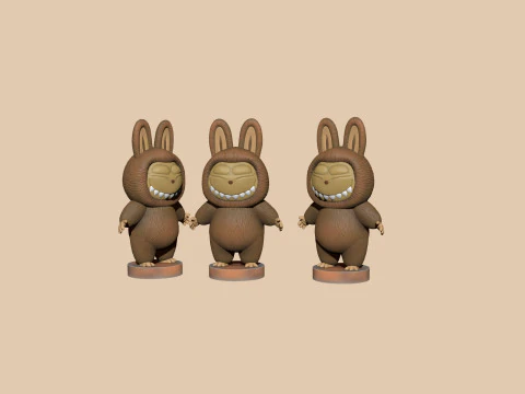 LABUBU FOR 3D PINT STL 9 CHARACTERS 2 POSES 3D Print Model