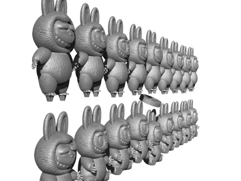 LABUBU FOR 3D PINT STL 9 CHARACTERS 2 POSES 3D Print Model