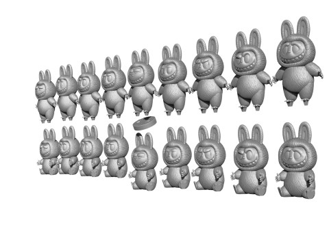 LABUBU FOR 3D PINT STL 9 CHARACTERS 2 POSES 3D Baskı Modeli
