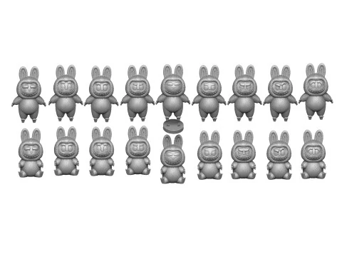 LABUBU FOR 3D PINT STL 9 CHARACTERS 2 POSES 3D Print Model