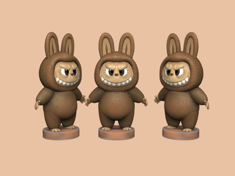 LABUBU FOR 3D PINT STL 9 CHARACTERS 2 POSES 3D Baskı Modeli