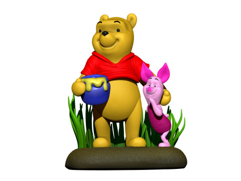 用于 3D 打印 STL 的小熊维尼和小猪 3D 打印模型