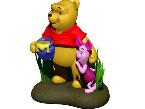 用于 3D 打印 STL 的小熊维尼和小猪 3D 打印模型