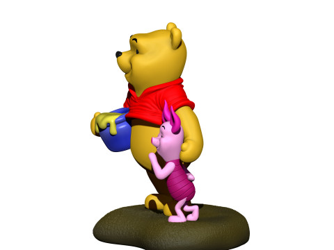 用于 3D 打印 STL 的小熊维尼和小猪 3D 打印模型