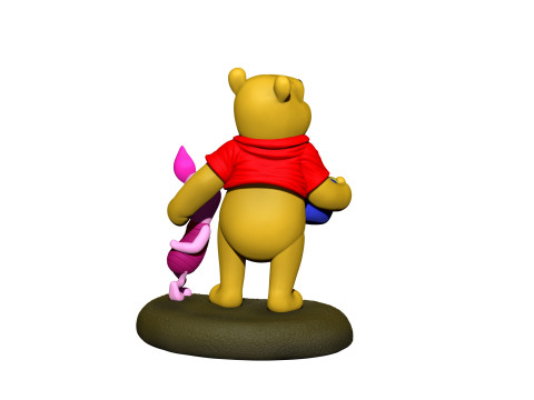 用于 3D 打印 STL 的小熊维尼和小猪 3D 打印模型