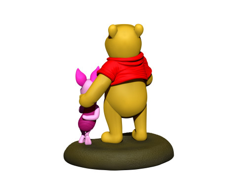 用于 3D 打印 STL 的小熊维尼和小猪 3D 打印模型