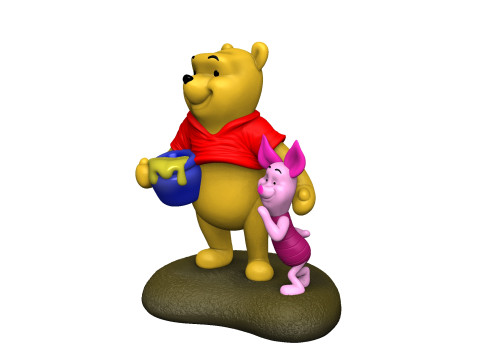用于 3D 打印 STL 的小熊维尼和小猪 3D 打印模型