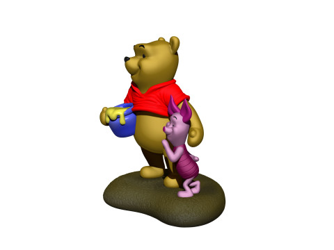 用于 3D 打印 STL 的小熊维尼和小猪 3D 打印模型