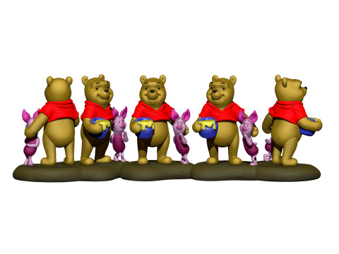 用于 3D 打印 STL 的小熊维尼和小猪 3D 打印模型