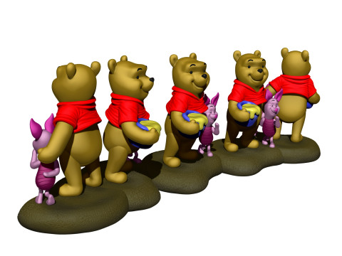 用于 3D 打印 STL 的小熊维尼和小猪 3D 打印模型