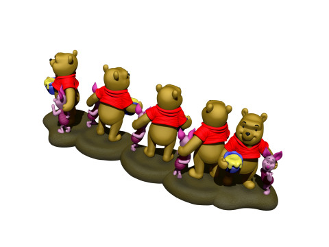 用于 3D 打印 STL 的小熊维尼和小猪 3D 打印模型