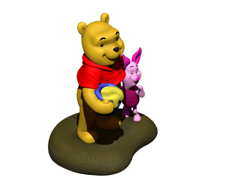 用于 3D 打印 STL 的小熊维尼和小猪 3D 打印模型