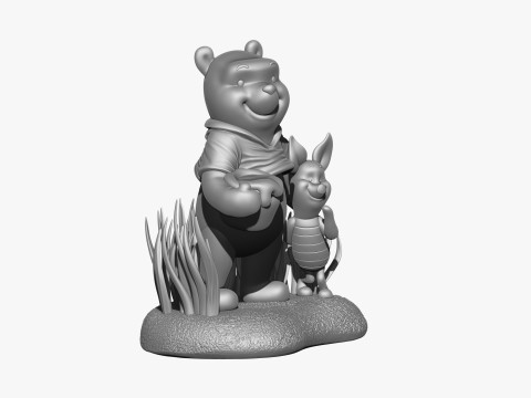 用于 3D 打印 STL 的小熊维尼和小猪 3D 打印模型