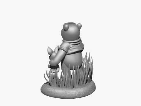 用于 3D 打印 STL 的小熊维尼和小猪 3D 打印模型