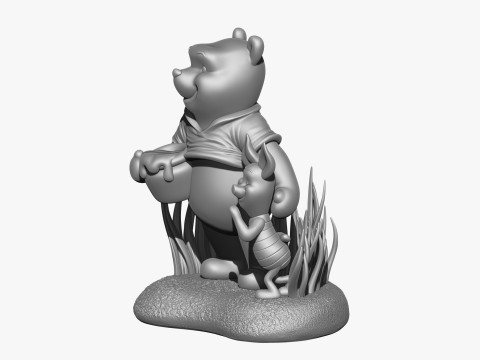 用于 3D 打印 STL 的小熊维尼和小猪 3D 打印模型