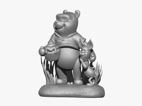 用于 3D 打印 STL 的小熊维尼和小猪 3D 打印模型