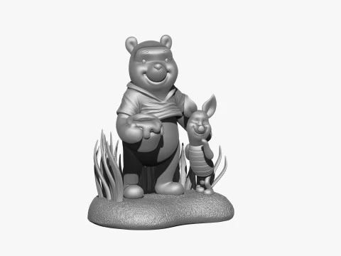 Winnie-the-Pooh and Piglet for 3D printing STL 3D Print Model