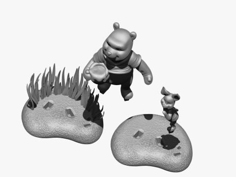 用于 3D 打印 STL 的小熊维尼和小猪 3D 打印模型