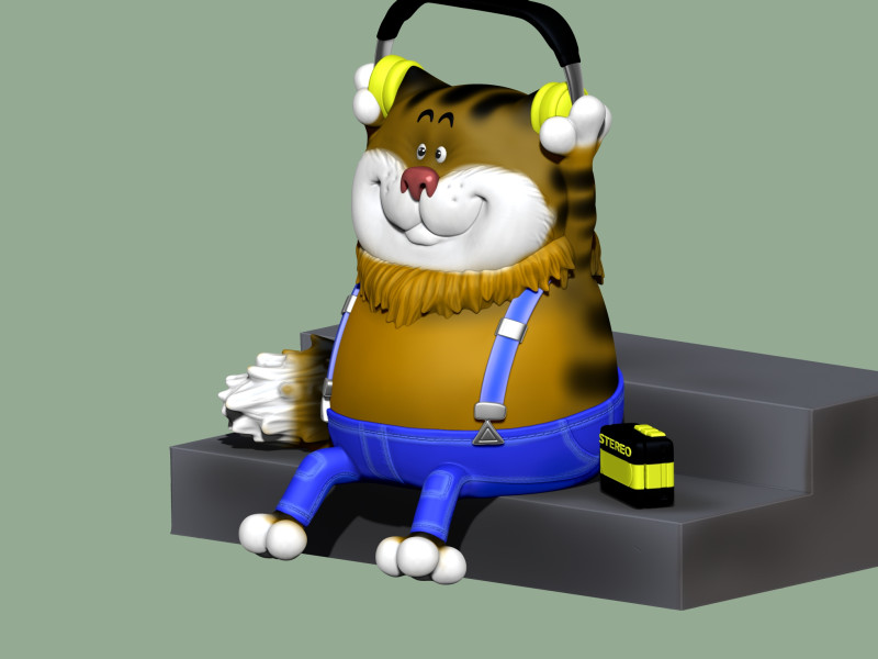 Fatcat für 3D-Druck STL 2-Optionen 3D Druckmodell .c4d .max .obj .3ds .fbx .stl .blend 