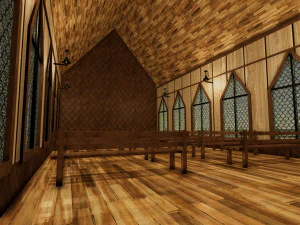 church old west interior exterior 3D Model
